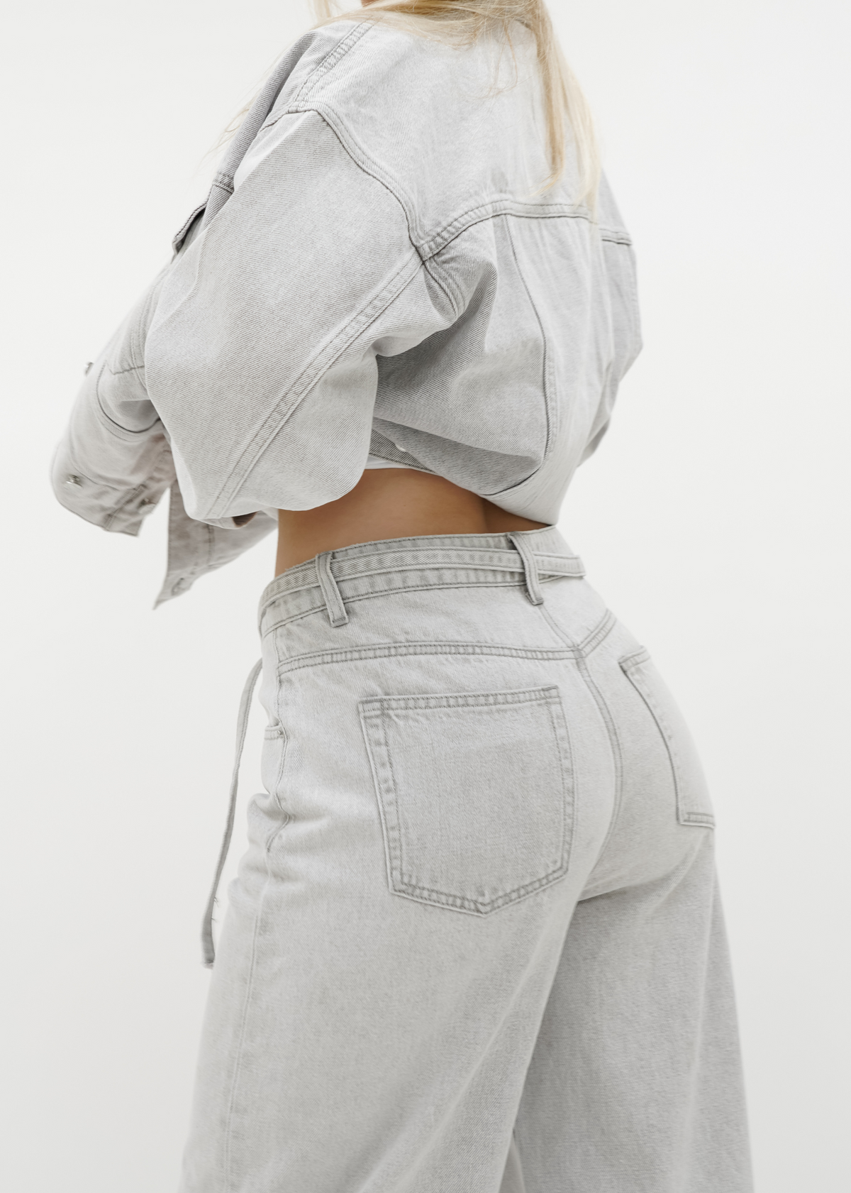Oversized denim jacket light washed grey (tall)