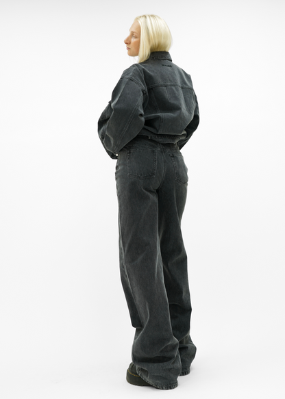 Oversized denim jacket dark washed grey (tall)