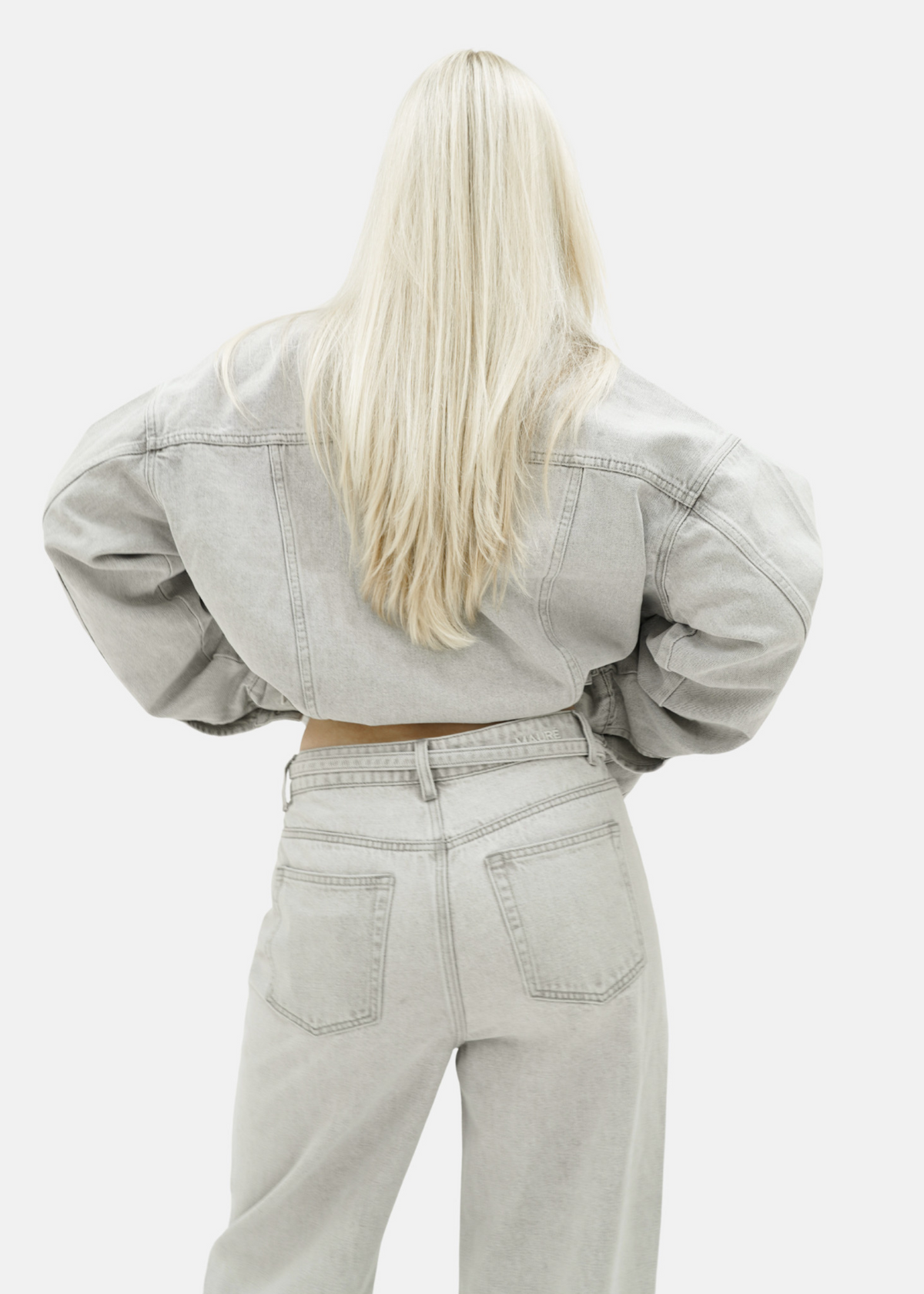 Oversized denim jacket light washed grey (tall)