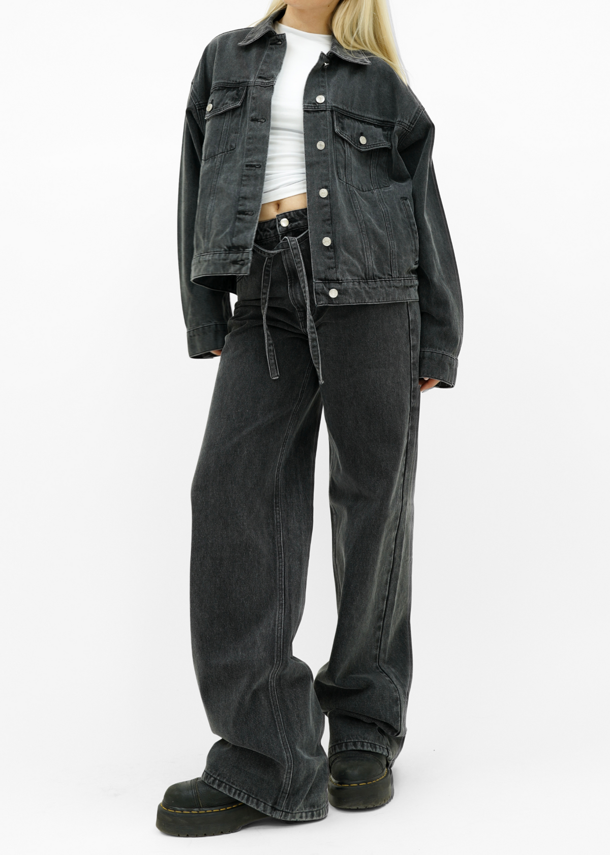 Oversized denim jacket dark washed grey (tall)
