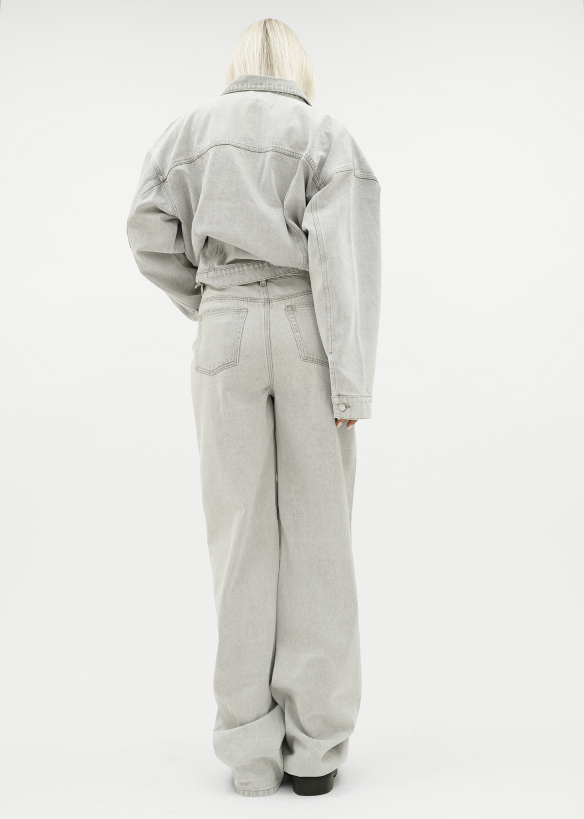 Oversized denim jacket light washed grey (tall)
