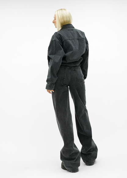 Oversized denim jacket dark washed grey (tall)