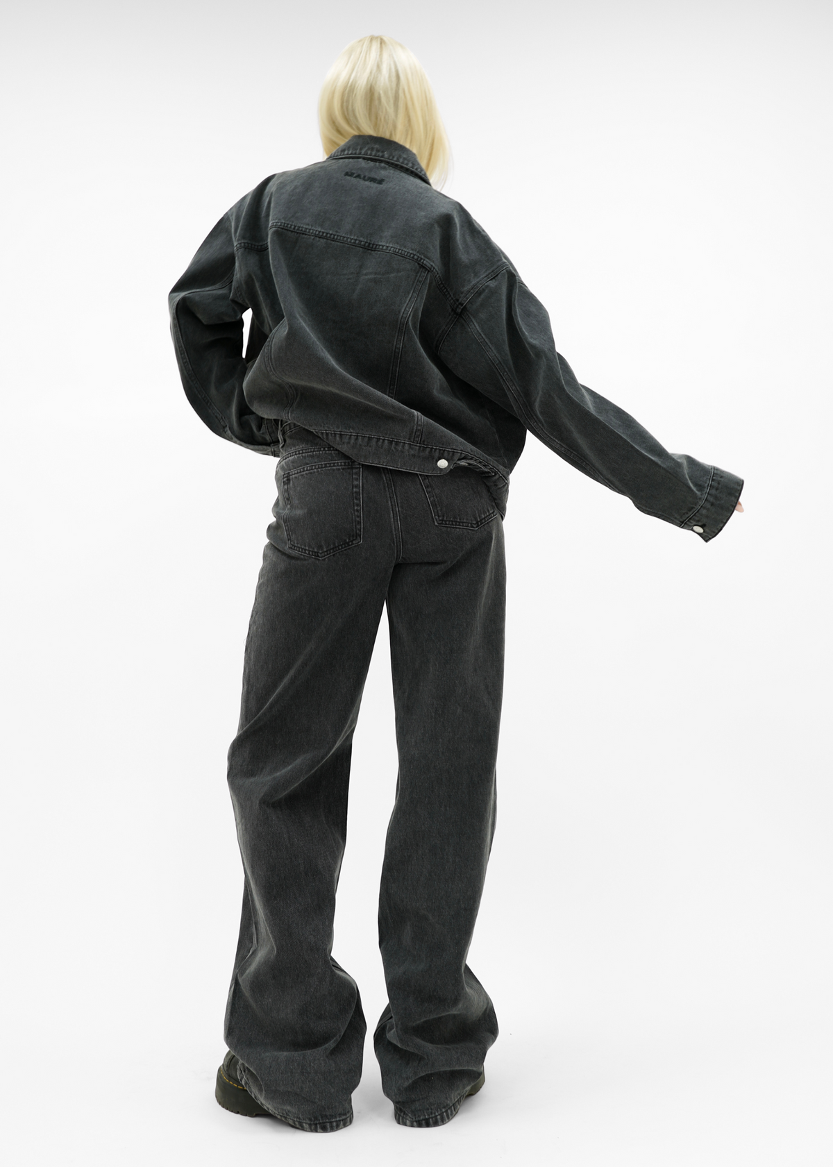 Oversized denim jacket dark washed grey (tall)