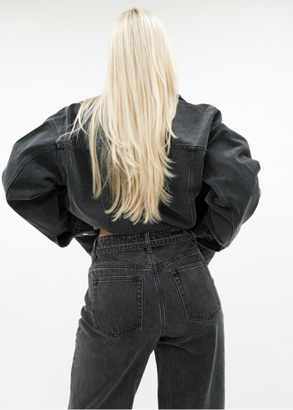 Oversized denim jacket dark washed grey (tall)