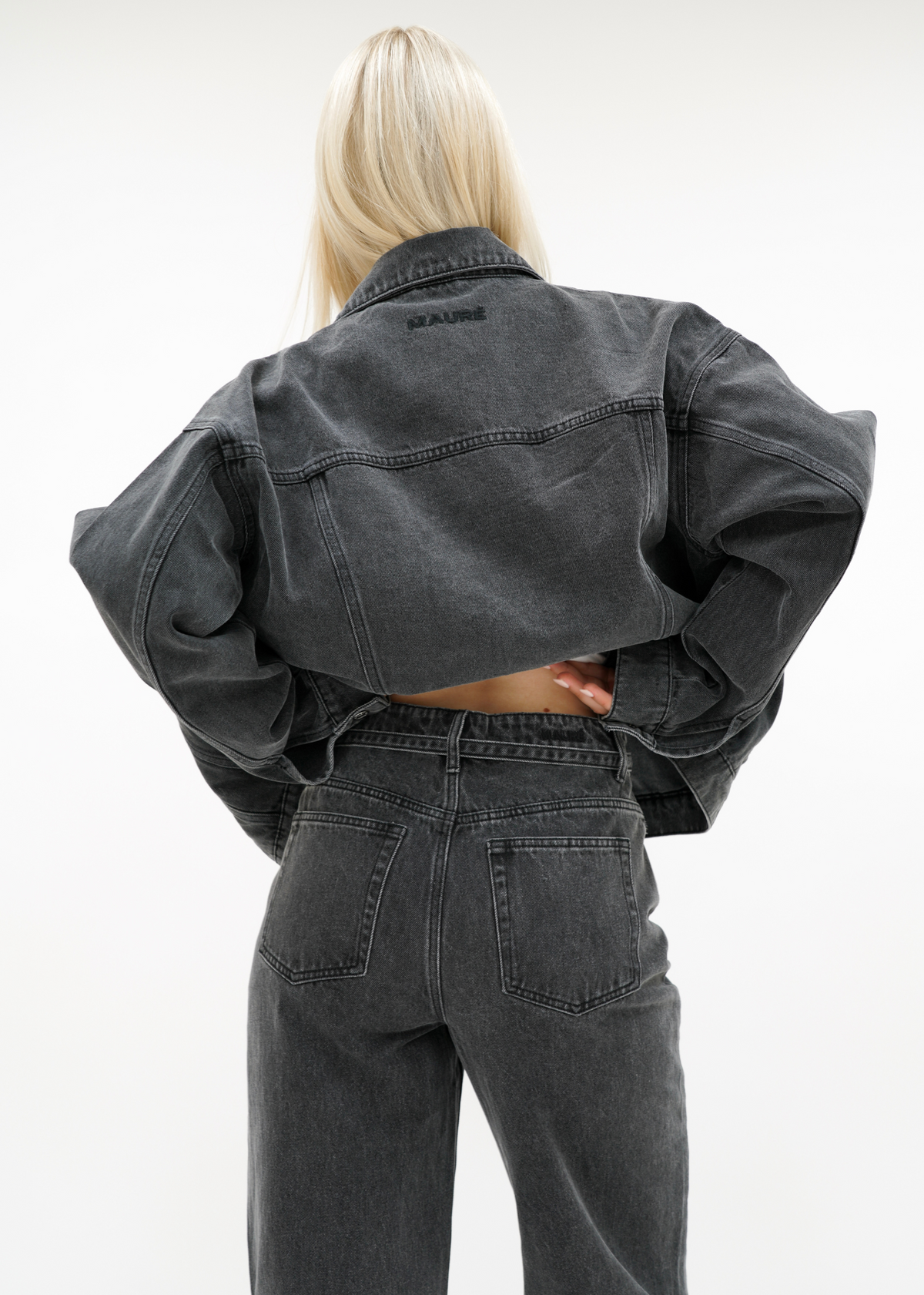 Oversized denim jacket dark washed grey (tall)