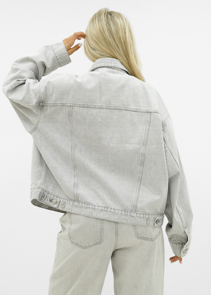 Oversized denim jacket light washed grey (tall)