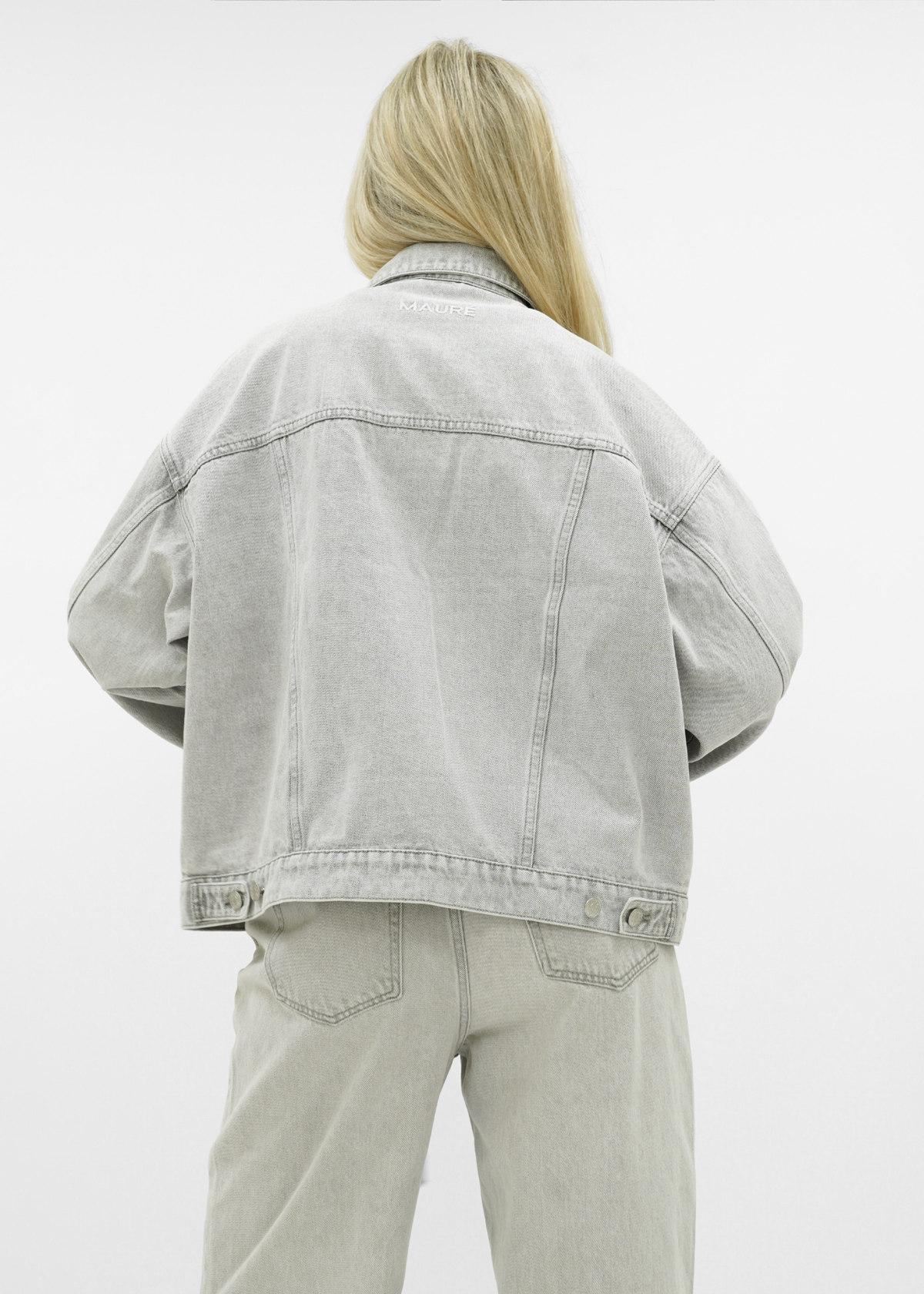 Oversized denim jacket light washed grey (tall)