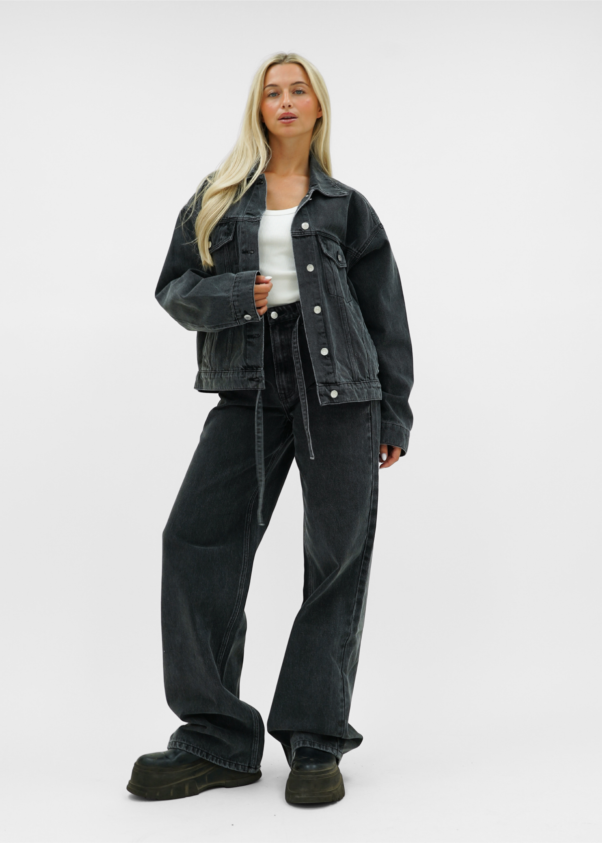 Oversized denim jacket dark washed grey (tall)