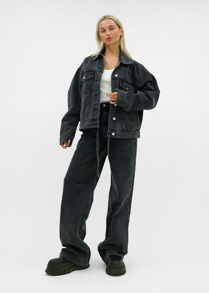 Oversized denim jacket dark washed grey (tall)