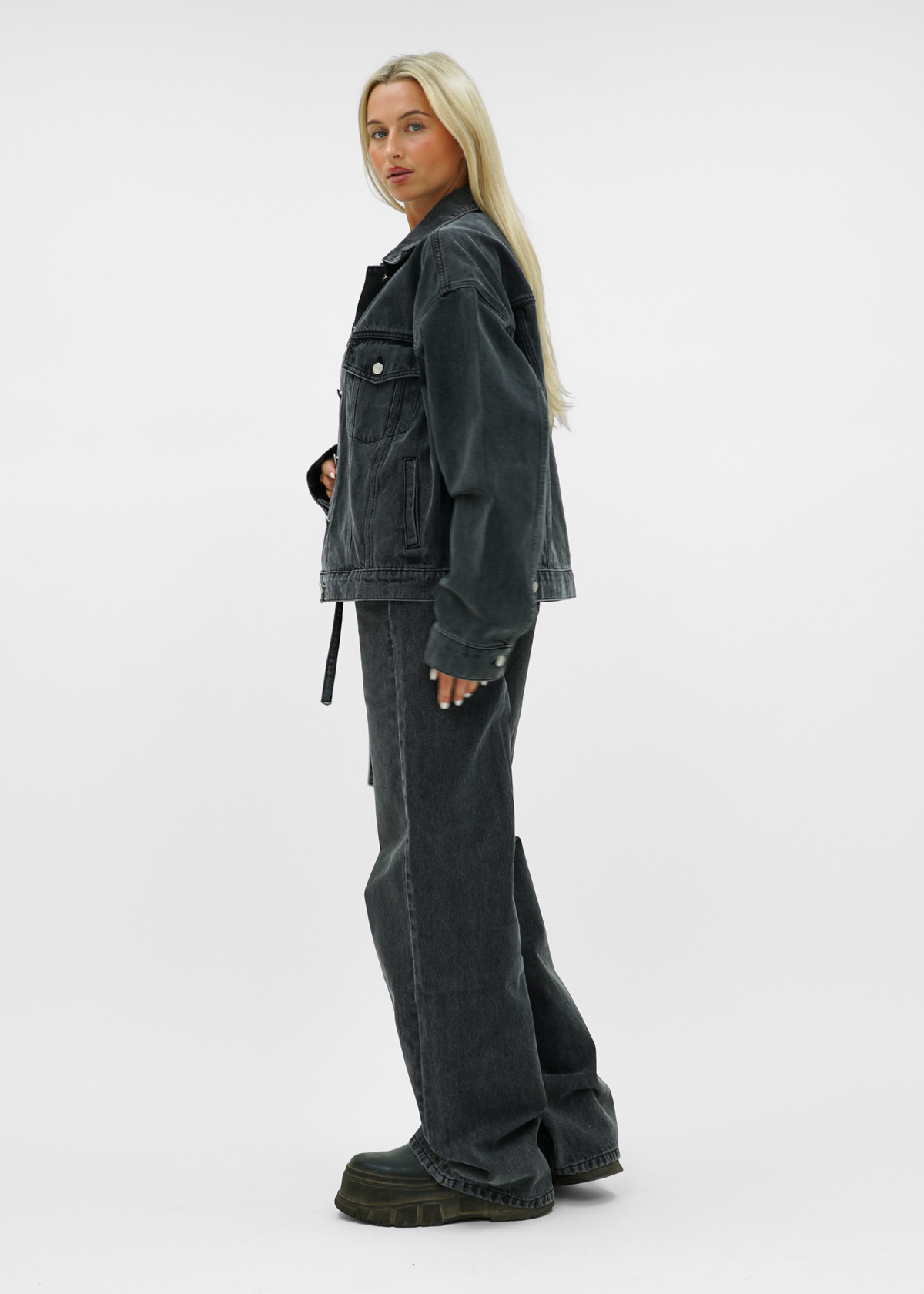 Oversized denim jacket dark washed grey (tall)