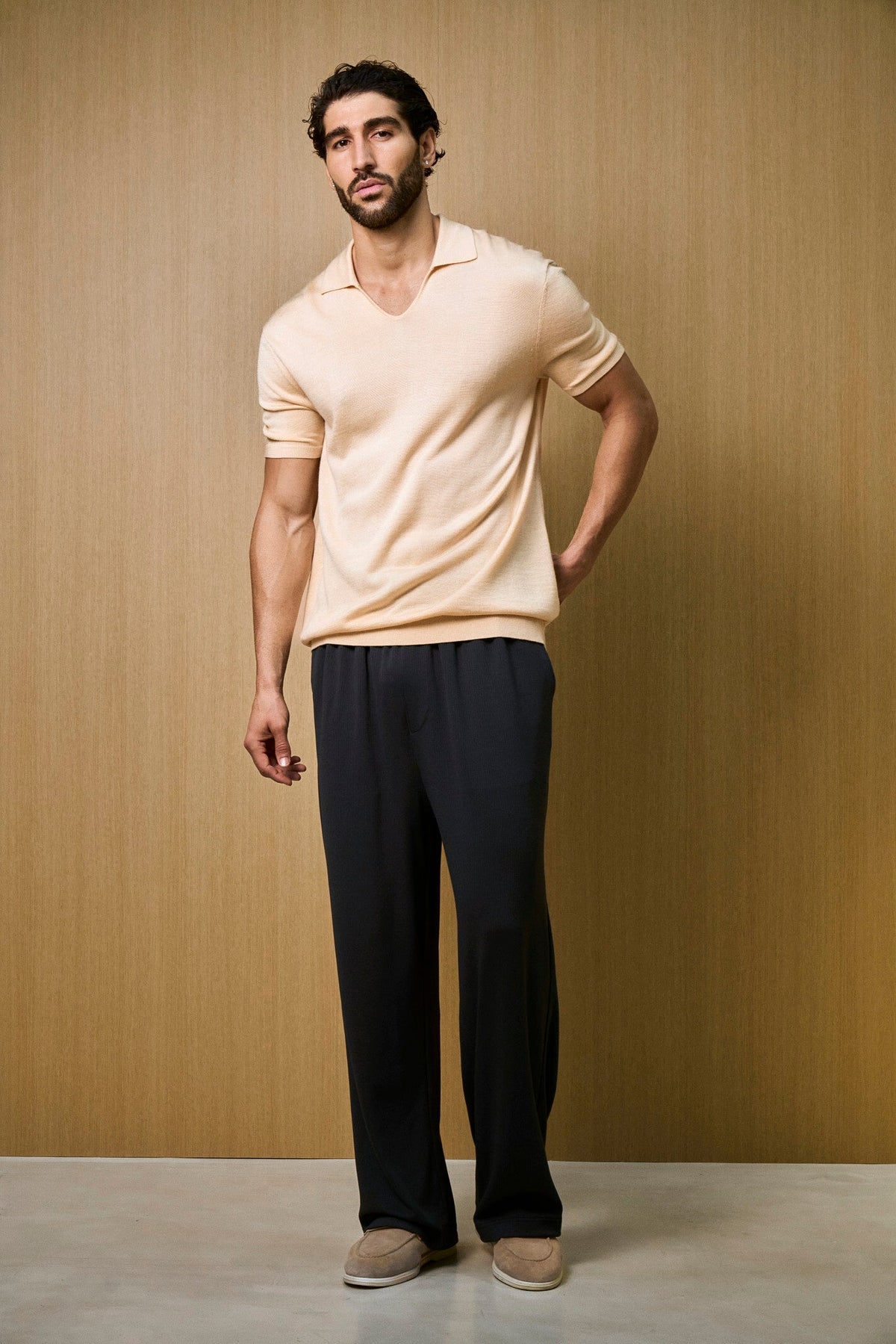 Creme Knitted Short Sleeve Polo – Butter