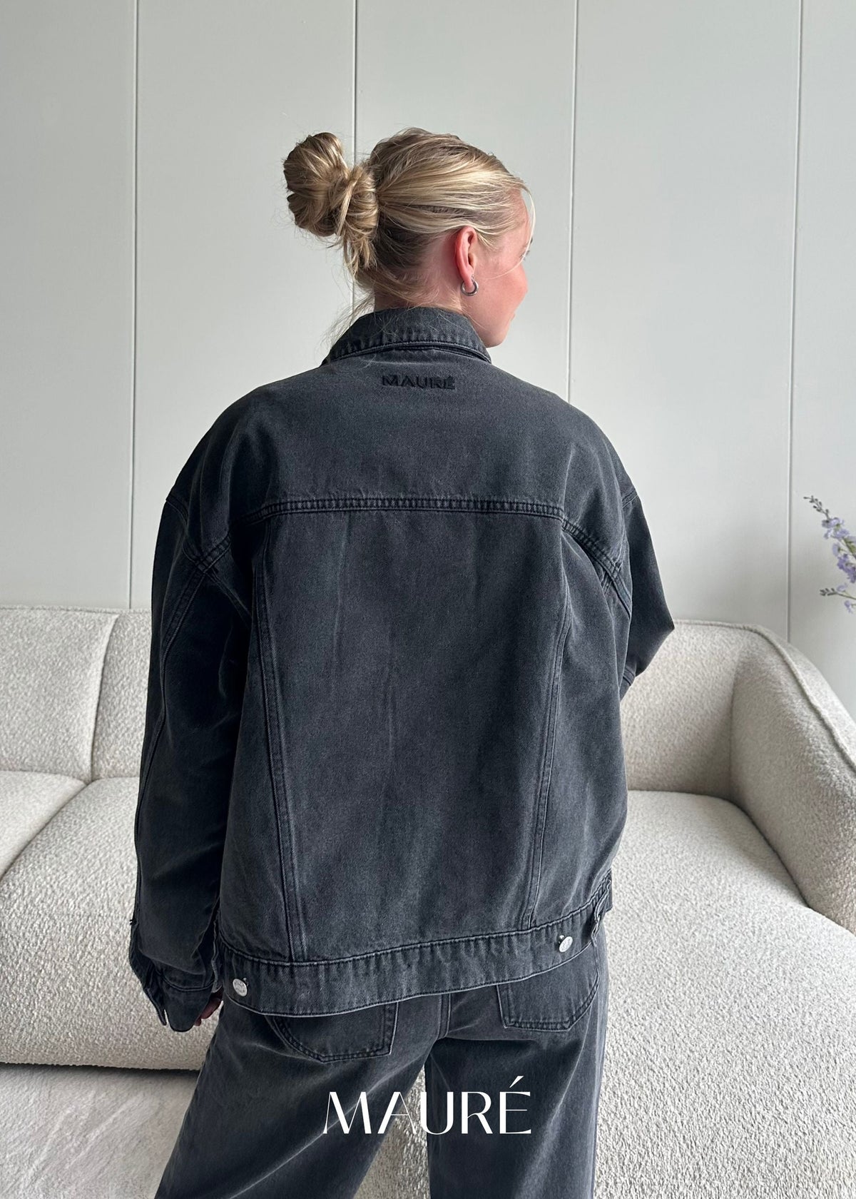 Oversized denim jacket dark washed grey (tall)