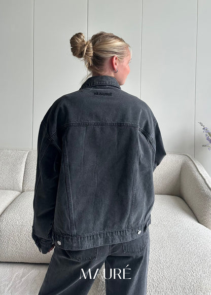 Oversized denim jacket dark washed grey (tall)