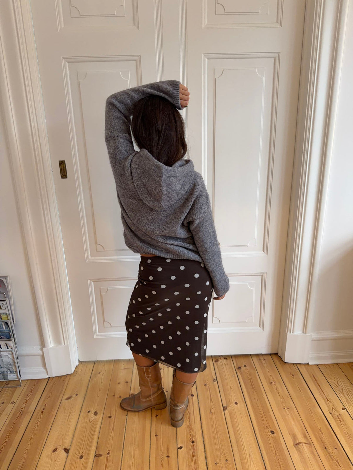 Gregina knitted hoodie with zip - Grey